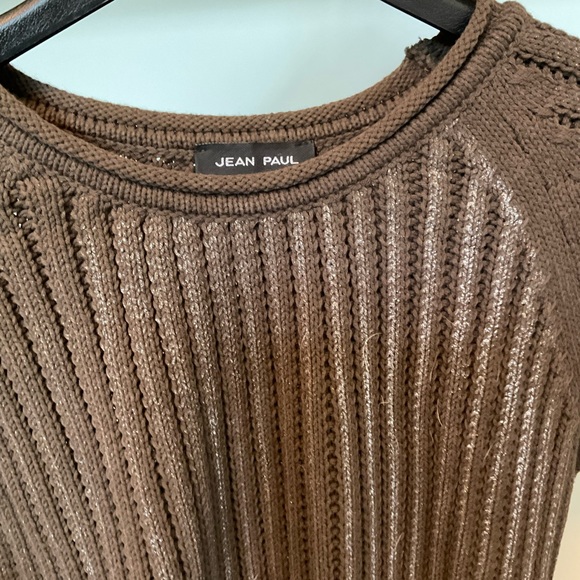 Jean Paul Berlin Hunter Green Sweater with Silver Threading and 3/4 Sleeves - Picture 3 of 3